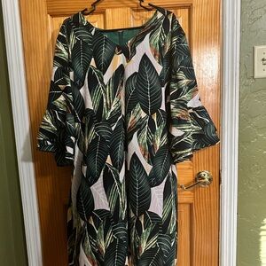 Leaf Print Midi Dress